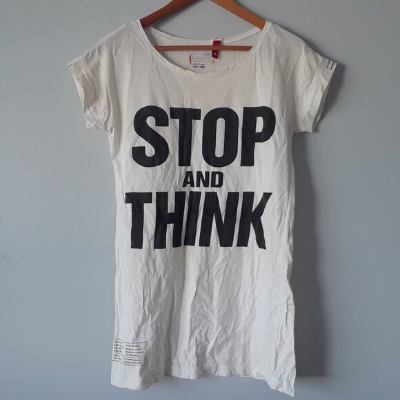 2009 H&M Limited Edition Katharine Hamnett Organic Cotton T-Shirt - Picture 1 of 12